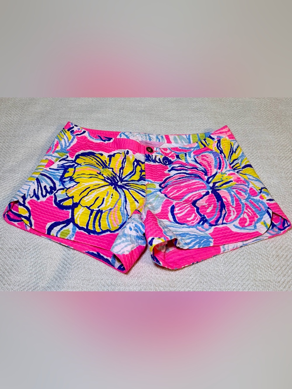 Lilly Pulitzer Bright Pink Tropical Floral Cotton Shorts